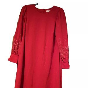Plus Size Calvin Klein Red Embellished Puff Sleeve